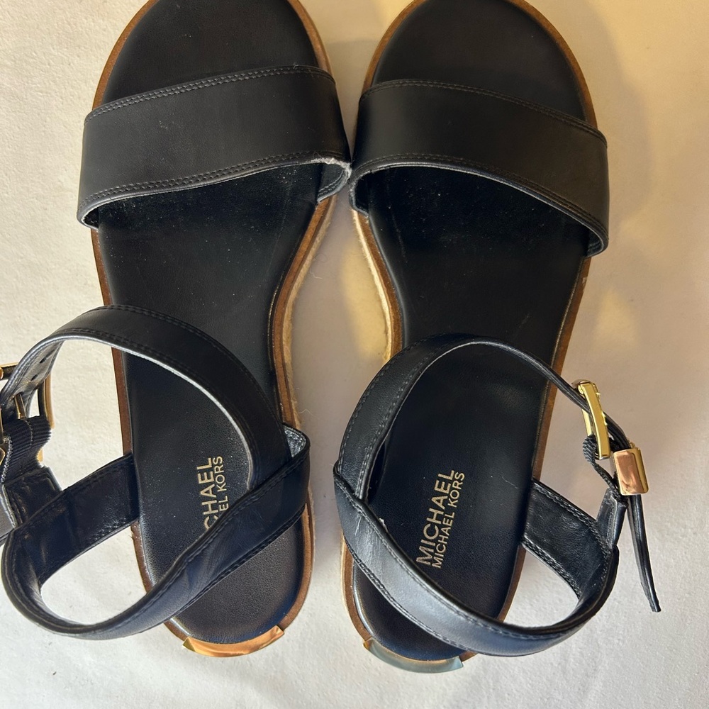 Michael Kors Black Leather Sandals